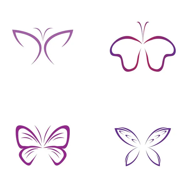 Set Von Schmetterling Logo Vector Icon Design — Stockvektor