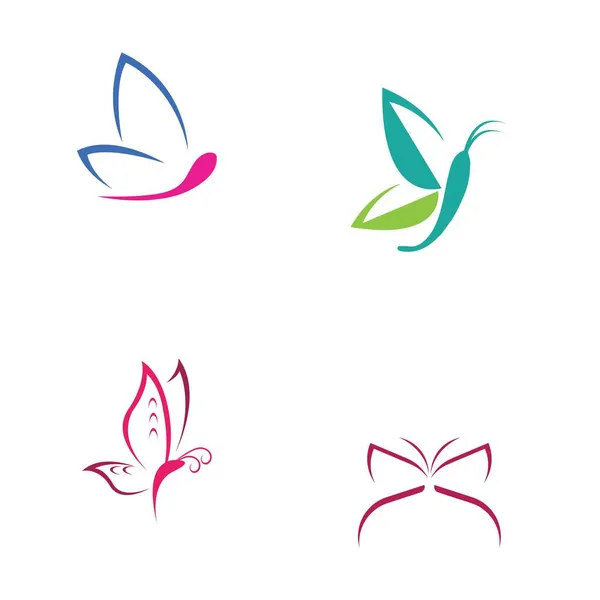 Set Von Schmetterling Logo Vector Icon Design — Stockvektor