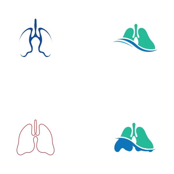 Zestaw Płuc Logo Ilustracja Projekt Wektor Szablon — Wektor stockowy