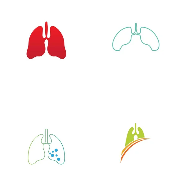 Set Lungs Logo Illustration Design Template Vector — Stock Vector