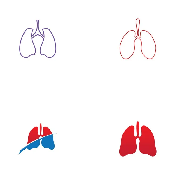 Set Lungs Logo Illustration Design Template Vector — Stock Vector