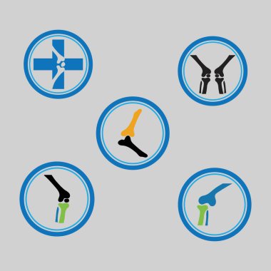Kemik sağlığı logosu ve sembol vektör çizim şablonu seti