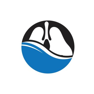 Ciğerlerin logosu çizim şablonu vektörü