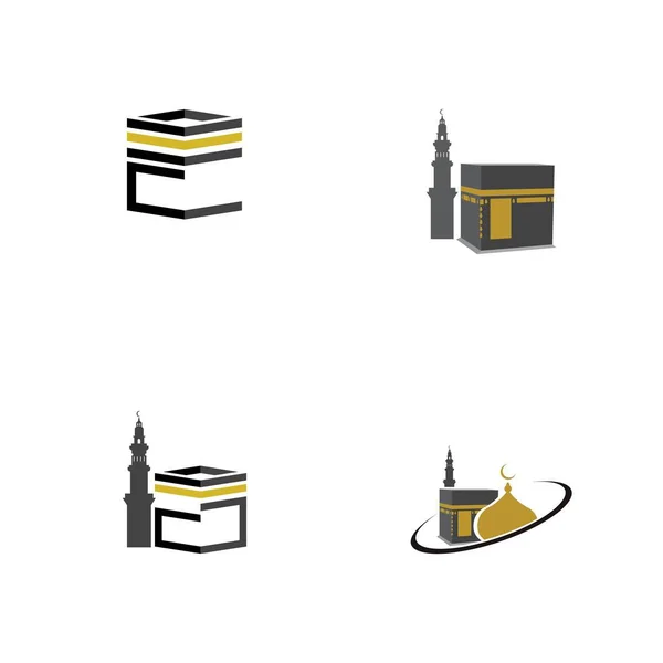 Sada Šablony Návrhu Symbolu Kaaba Mecca — Stockový vektor