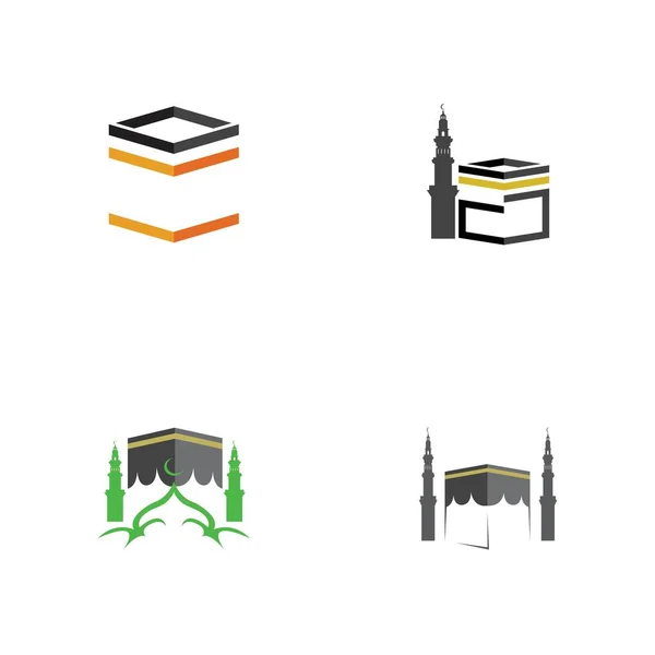 Набор Шаблонов Символического Логотипа Kaaba Mecca — стоковый вектор