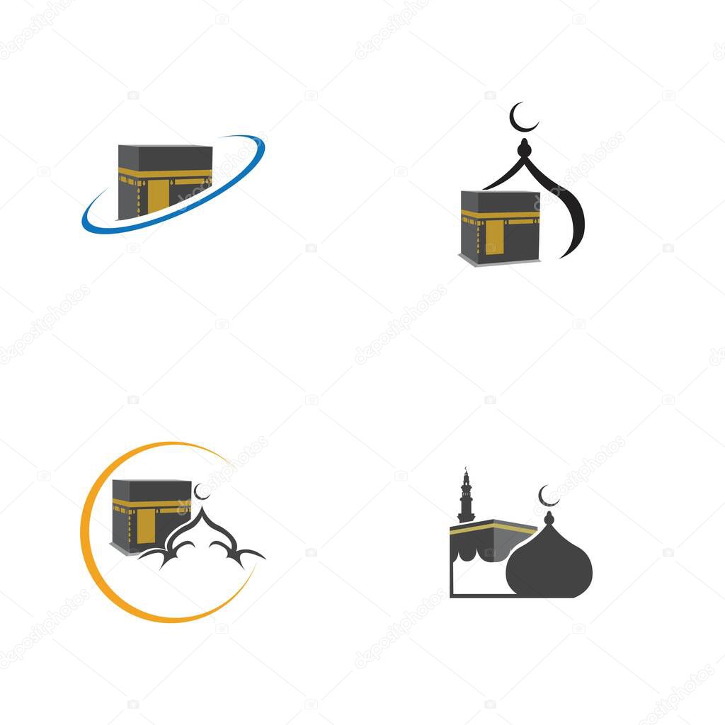 set of Kaaba Mecca Symbol Logo Illustration design template