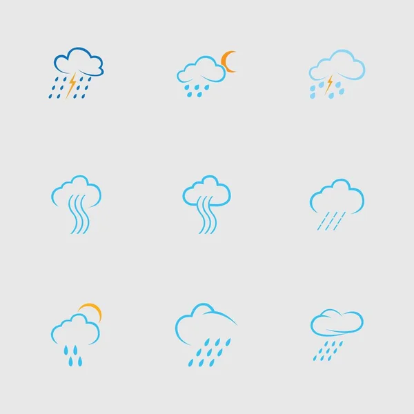Set Cloud Rain Icon Vector Gray Background — Stock Vector