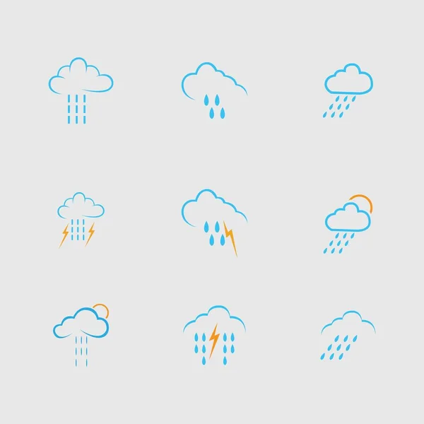 Wolken Und Regen Icon Vektor Grauen Hintergrund — Stockvektor