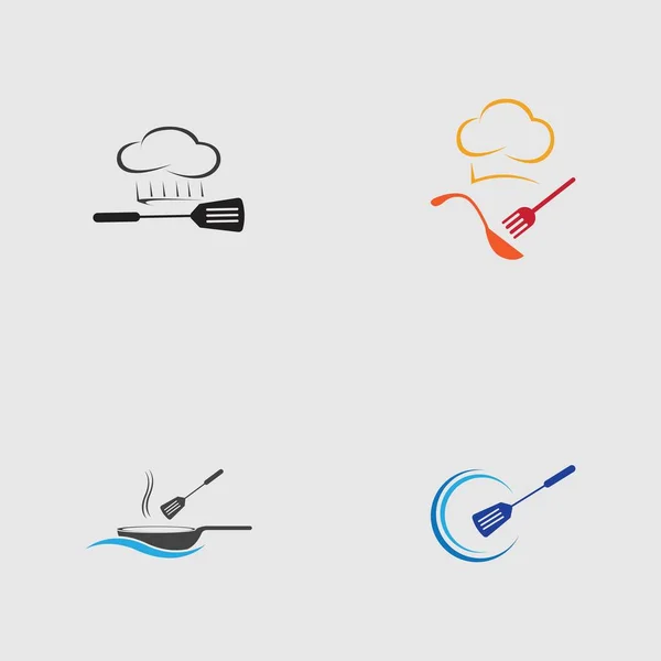 Ensemble Cuisine Logo Symbole Illustration Modèle Conception — Image vectorielle