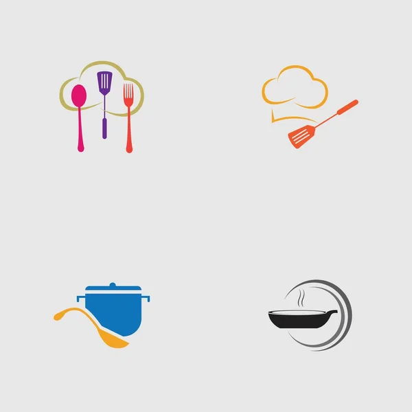 Ensemble Cuisine Logo Symbole Illustration Modèle Conception — Image vectorielle