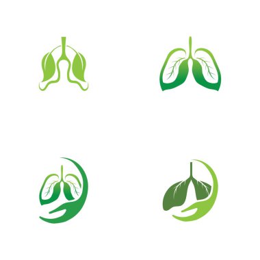 Yeşil Ciğerler vektör logo çizim şablonu, yapraklı bu logo.