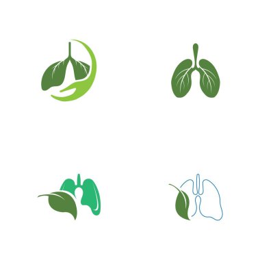 Yeşil Ciğerler vektör logo çizim şablonu, yapraklı bu logo.