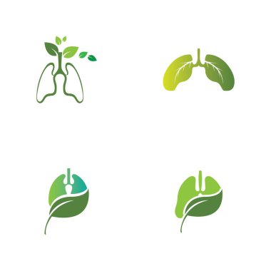 Yeşil Ciğerler vektör logo çizim şablonu, yapraklı bu logo.