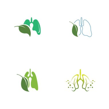 Yeşil Ciğerler vektör logo çizim şablonu, yapraklı bu logo.