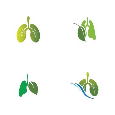Yeşil Ciğerler vektör logo çizim şablonu, yapraklı bu logo.