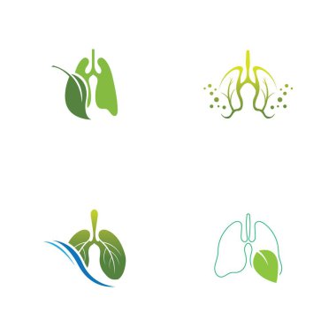 Yeşil Ciğerler vektör logo çizim şablonu, yapraklı bu logo.