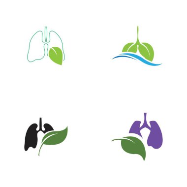 Yeşil Ciğerler vektör logo çizim şablonu, yapraklı bu logo.