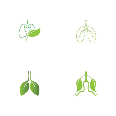 Yeşil Ciğerler vektör logo çizim şablonu, yapraklı bu logo.