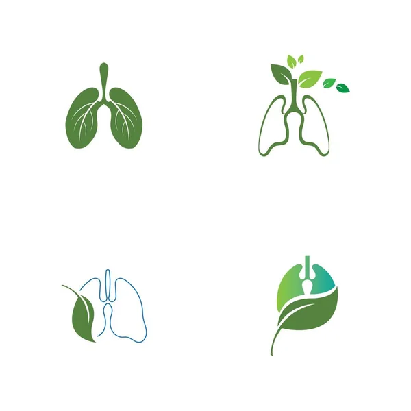 Green Lungs Vector Logo Illustration Design Template Logo Leaf — Stock Vector