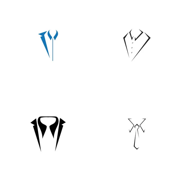 Set Tuxedo Logo Modello Icona Vettoriale Illustrazione Design Vettore — Vettoriale Stock