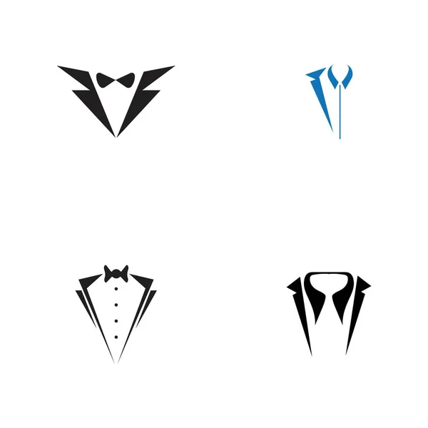 Zestaw Tuxedo Logo Szablon Wektor Ikona Ilustracja Projekt Wektor — Wektor stockowy