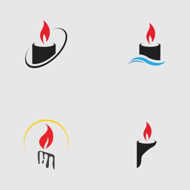 Mum ışığı simgesi logo tasarım şablonu seti