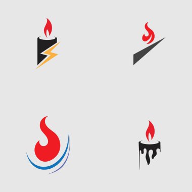 Mum ışığı simgesi logo tasarım şablonu seti