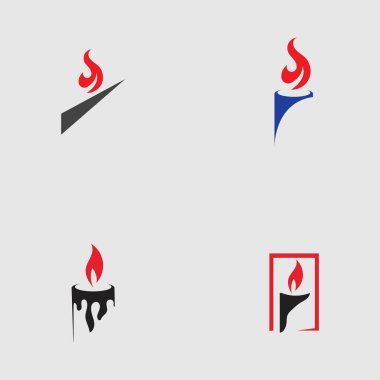 Mum ışığı simgesi logo tasarım şablonu seti