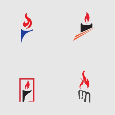 Mum ışığı simgesi logo tasarım şablonu seti