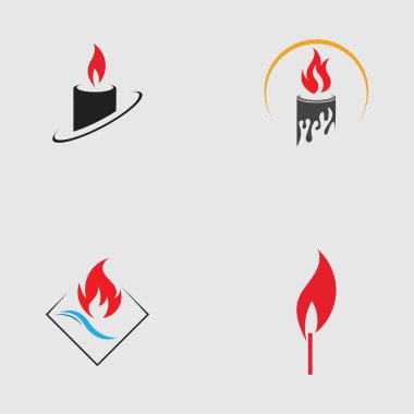 Mum ışığı simgesi logo tasarım şablonu seti