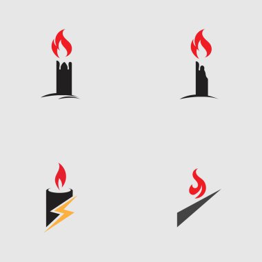 Mum ışığı simgesi logo tasarım şablonu seti