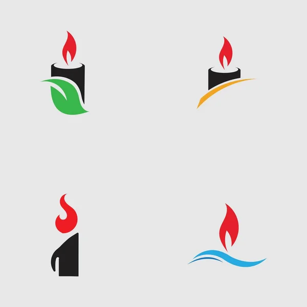 Set Candle Light Icon Logo Design Vector Template — Vetor de Stock