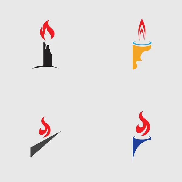 Набір Свічок Світла Значок Дизайну Логотипу Векторний Шаблон — стоковий вектор