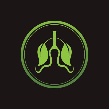Siyah arkaplanda Yeşil Akciğerler vektör logo şablonu