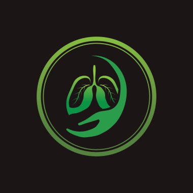 Siyah arkaplanda Yeşil Akciğerler vektör logo şablonu