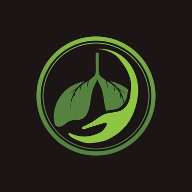 Siyah arkaplanda Yeşil Akciğerler vektör logo şablonu