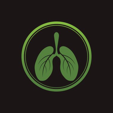 Siyah arkaplanda Yeşil Akciğerler vektör logo şablonu