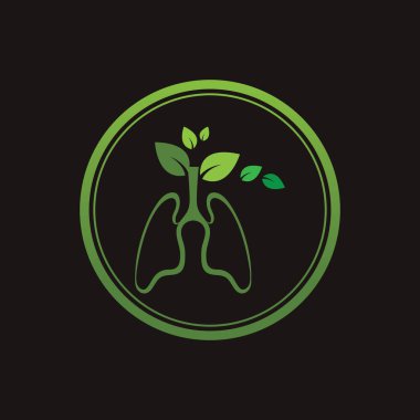 Siyah arkaplanda Yeşil Akciğerler vektör logo şablonu