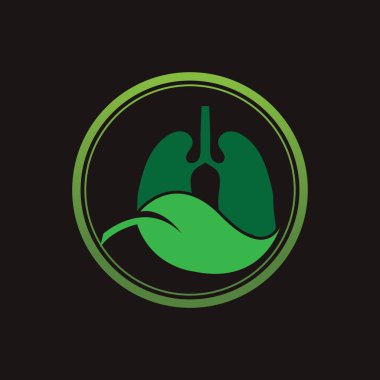 Siyah arkaplanda Yeşil Akciğerler vektör logo şablonu