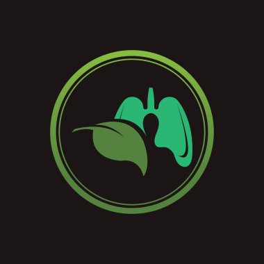 Siyah arkaplanda Yeşil Akciğerler vektör logo şablonu
