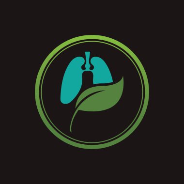 Siyah arkaplanda Yeşil Akciğerler vektör logo şablonu