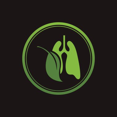 Siyah arkaplanda Yeşil Akciğerler vektör logo şablonu
