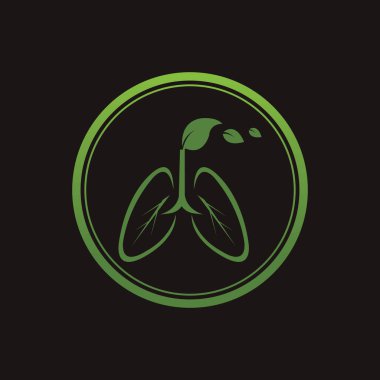 Siyah arkaplanda Yeşil Akciğerler vektör logo şablonu