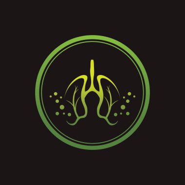 Siyah arkaplanda Yeşil Akciğerler vektör logo şablonu