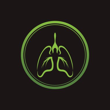 Siyah arkaplanda Yeşil Akciğerler vektör logo şablonu