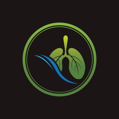 Siyah arkaplanda Yeşil Akciğerler vektör logo şablonu