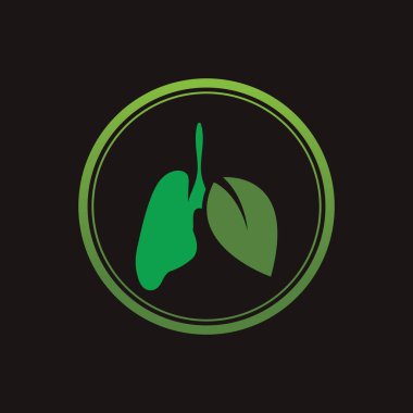 Siyah arkaplanda Yeşil Akciğerler vektör logo şablonu