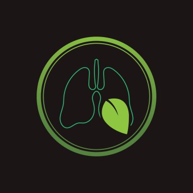 Siyah arkaplanda Yeşil Akciğerler vektör logo şablonu