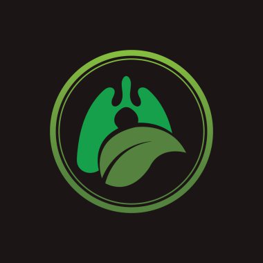 Siyah arkaplanda Yeşil Akciğerler vektör logo şablonu