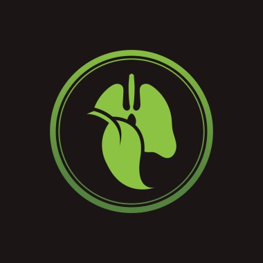 Siyah arkaplanda Yeşil Akciğerler vektör logo şablonu